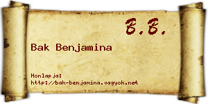 Bak Benjamina névjegykártya